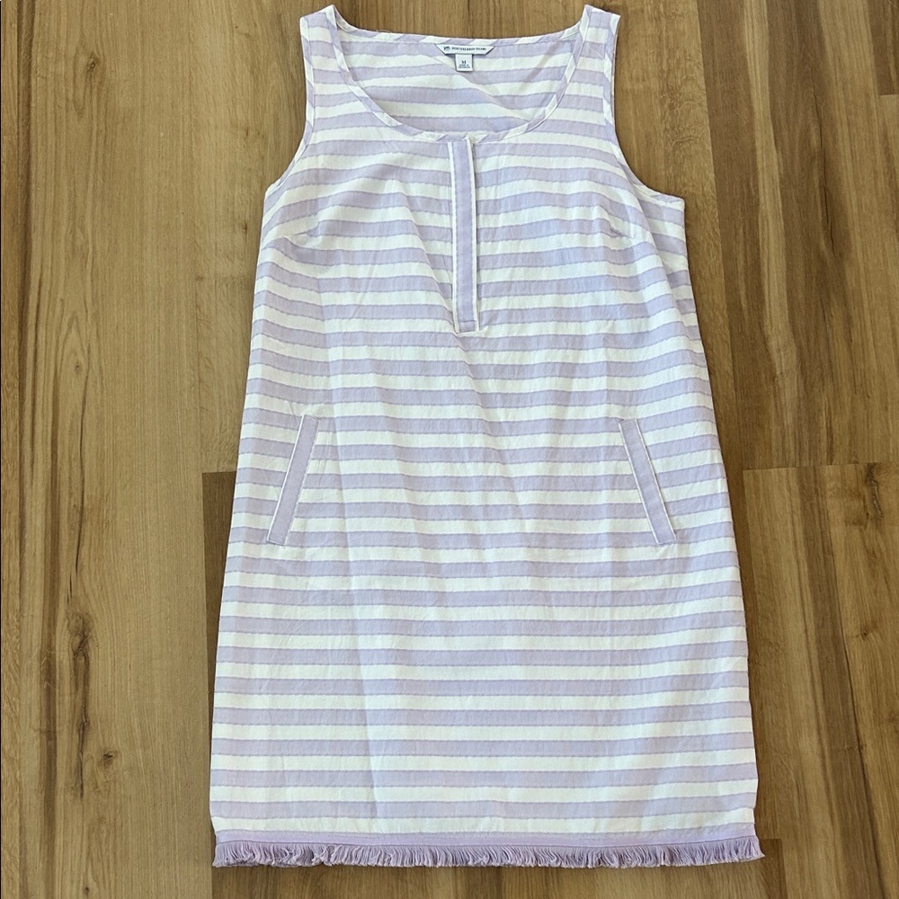 Southern Tide Lavender and White Striped shift dress size medium
